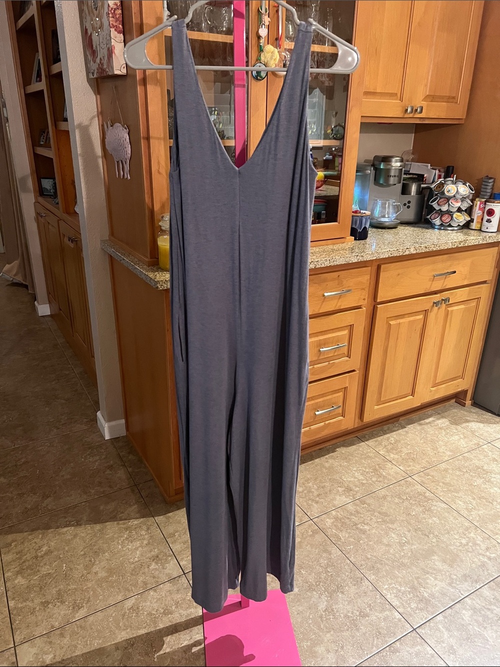 Women's Sleeveless V-Neck Jumpsuit - Slate Gray